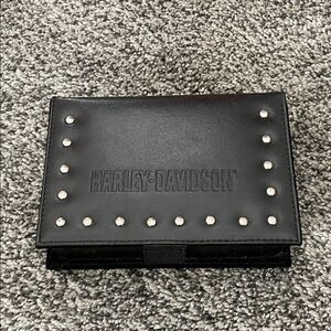 Harley-Davidson Black Leather Trinket Box with Silver Stud Accents-Vintage